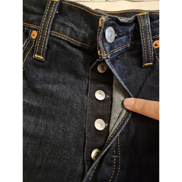 Levi’s Ribcage Straight Ankle Jeans Women’s 27 High Rise Distressed Button Fly - Picture 6 of 8